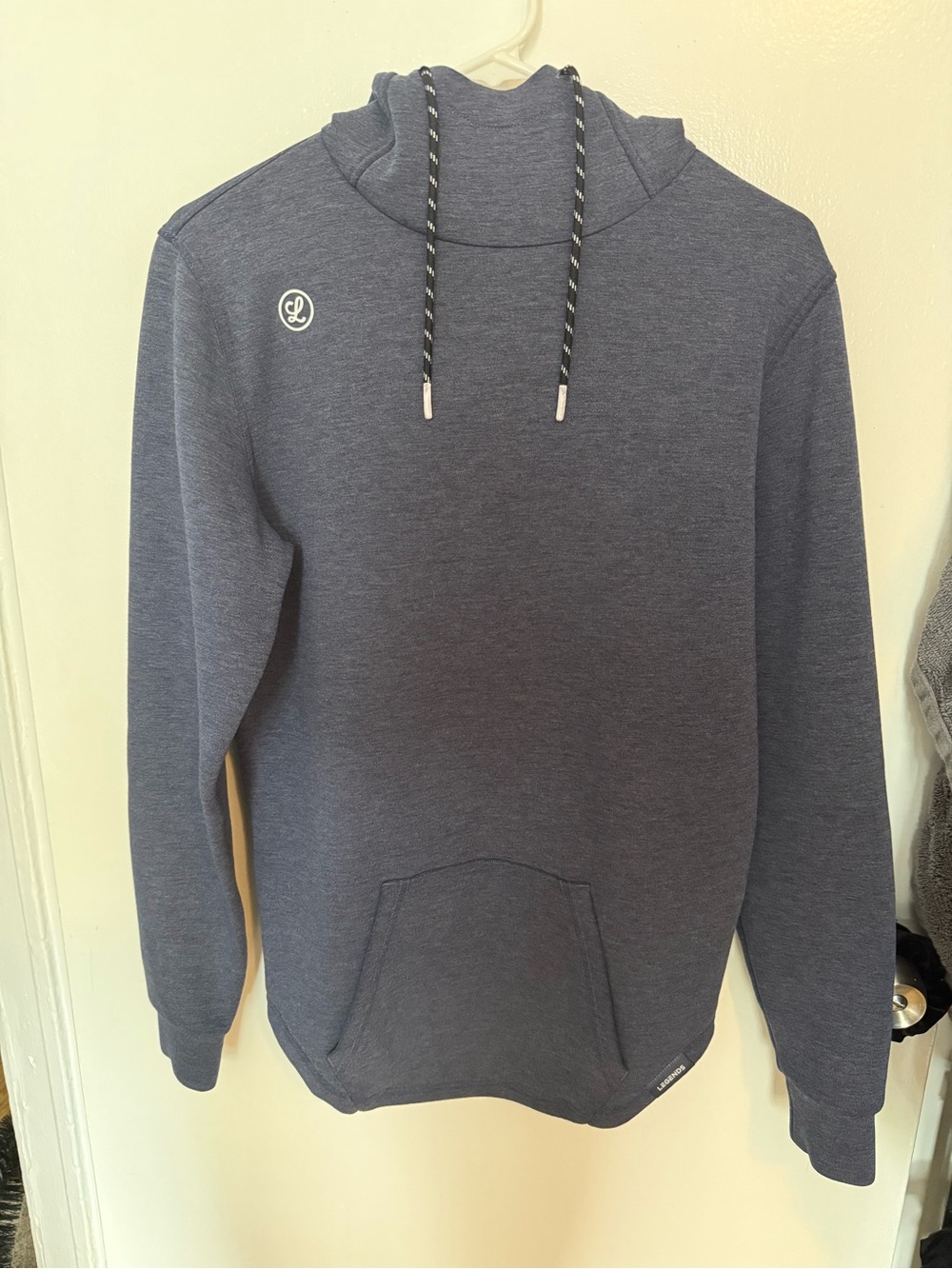 Men's Heather Navy Pullover Hoodie with Logo